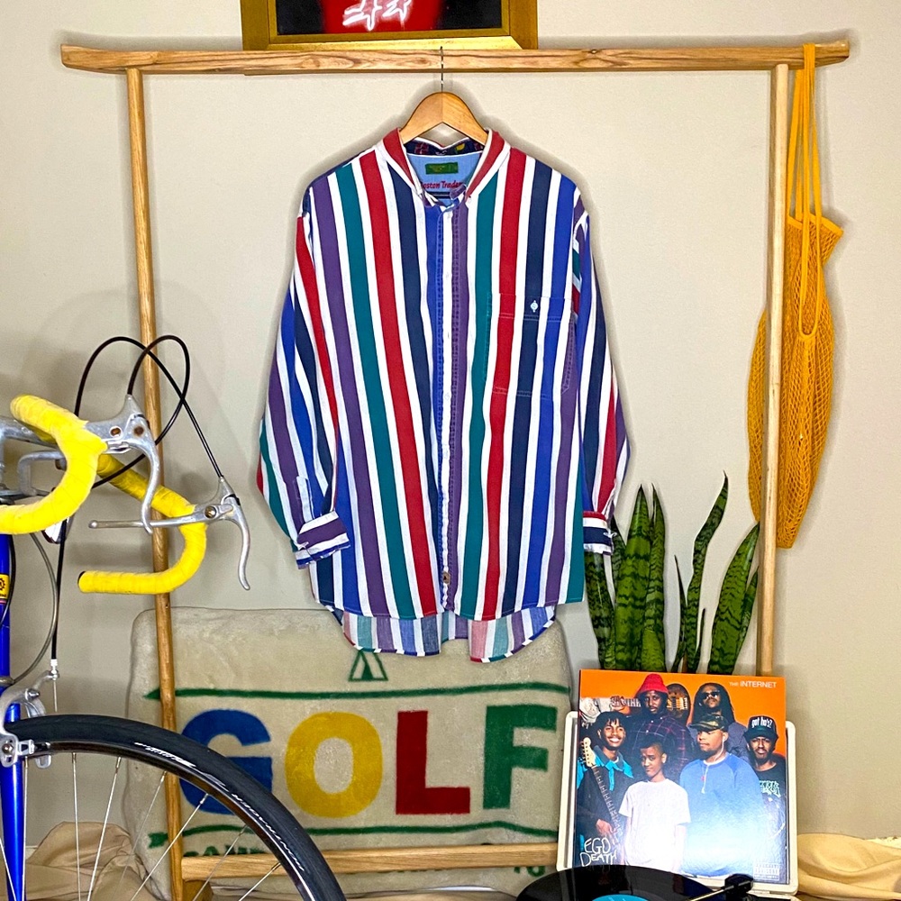 Multi-color Striped Button Down